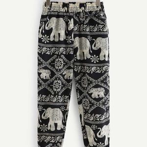NWOT black joggers with elephant design